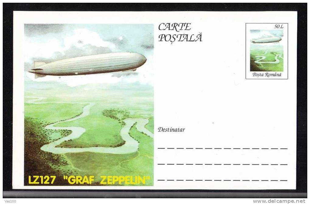 ZEPPELINS LZ127,Encircled The Earth In 1929,POSTCARD STATIONERY 1995 Romania. - Zeppelins