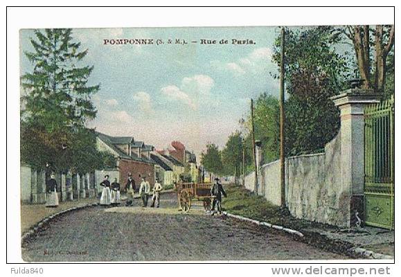 CPA.     POMPONNE.     Rue De Paris.    (animée) - Baillycarrois