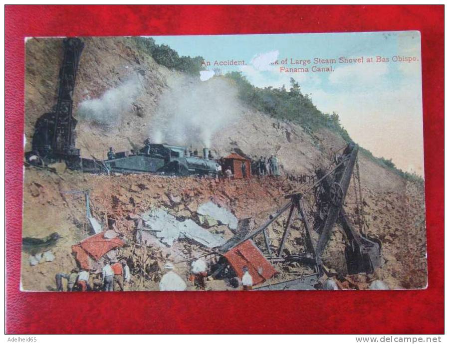 Ca 1913 Construction Panama Canal, Accident, Bas Obispo, Steam Shovel (train) - Panama
