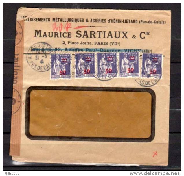 France 1941, Lettre Ouverte Par La Censure Avec Paix Surchargé - Storia Postale