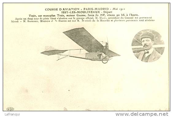 AVIATION- Ref No 393-course D Aviation Paris Madrid -issy Les Moulineaux Depart  - Carte Bon Etat- - Accidentes