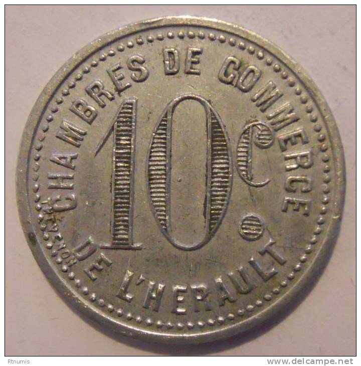 Hérault 34 Chambres De Commerce 10 Centimes Elie 15.5 - Monétaires / De Nécessité