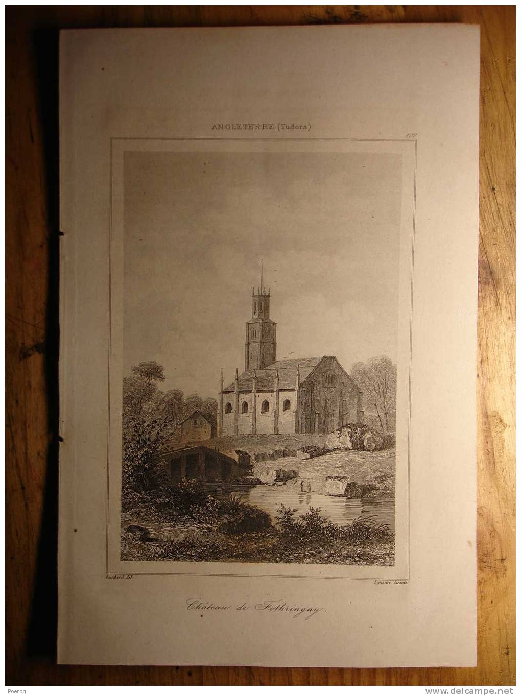 GRAVURE De 1842 - ANGLETERRE (TUDORS) - CHATEAU DE FOTHRINGAY - CASTLE ENGLAND 1842 PRINT - Collections