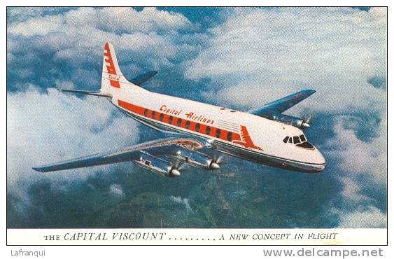 AVIATION- Ref No 371-etats Unis D Amerique -capital Viscount ---a New Concept In Flight  - Carte Bon Etat - - 1946-....: Modern Era