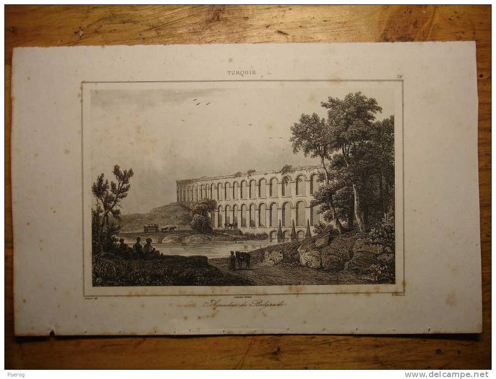 GRAVURE 1840 - TURQUIE - AQUEDUC DE BELGRADE - 1840 ENGRAVING PRINT - Collections