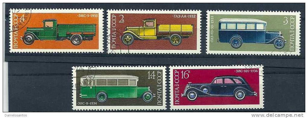 Russia CCCP 1974 Soviet Automotive Industry Car Bus Truck  Scott 4216-4220 - Trucks