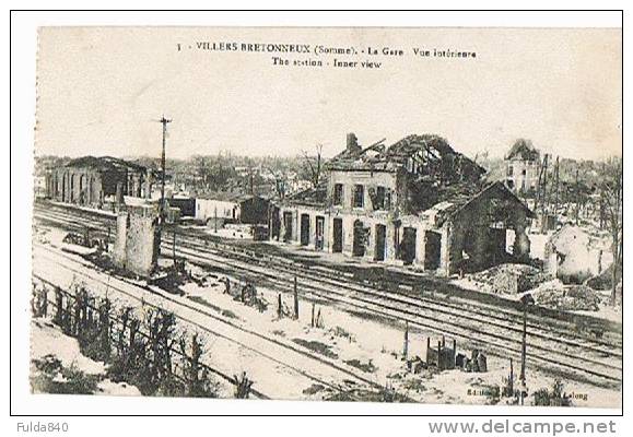 CPA.    VILLERS BRETONNEUX.  La Gare - Vue Intérieure.    1921. - Villers Bretonneux