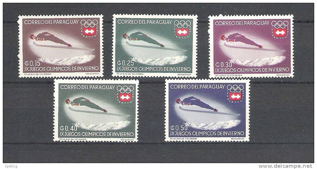 Paraguay  JO Innsbruck 1964  YT N° 737 - 741  **  MNH - Invierno 1964: Innsbruck