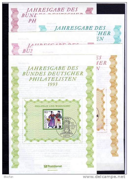 5 Ersttags-Blocks Aus Jahresgabe Deutschland 1990-1994 BRD SST 86€ No. Rar!! Bloque Hoja Bloc M/s Topic Sheet Bf Germany - Sonstige & Ohne Zuordnung