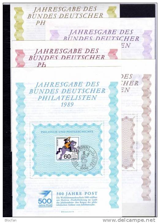5 Ersttags-Blocks Mit SST Aus Jahresgabe 1985-1989 BRD 91€ Blocchi Bloque Hoja Hb Bloc M/s Sheet FDC Document Bf Germany - Sonstige & Ohne Zuordnung
