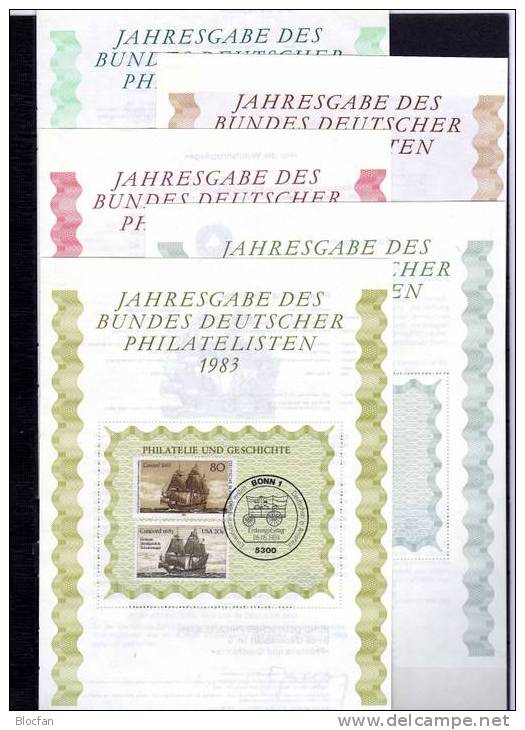 5 Ersttags-Blocks Mit SST Aus Jahresgabe 1980-1884 BRD 85€ Gedenkblatt-Set Bloque Hojita Blocs Topic Sheets Bf Germany - Sonstige & Ohne Zuordnung