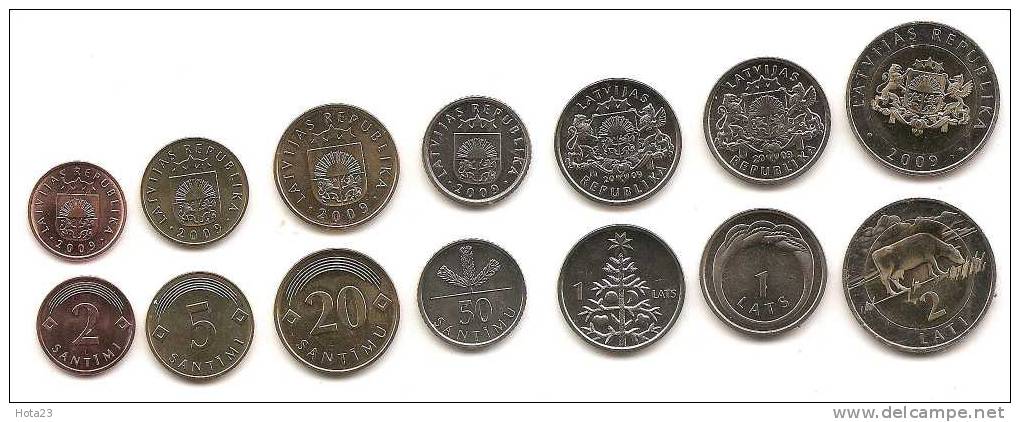 LATVIA Lettland 2009 Full Coin Set UNC Christmas + Cow + Nameja Ring - Lettonie