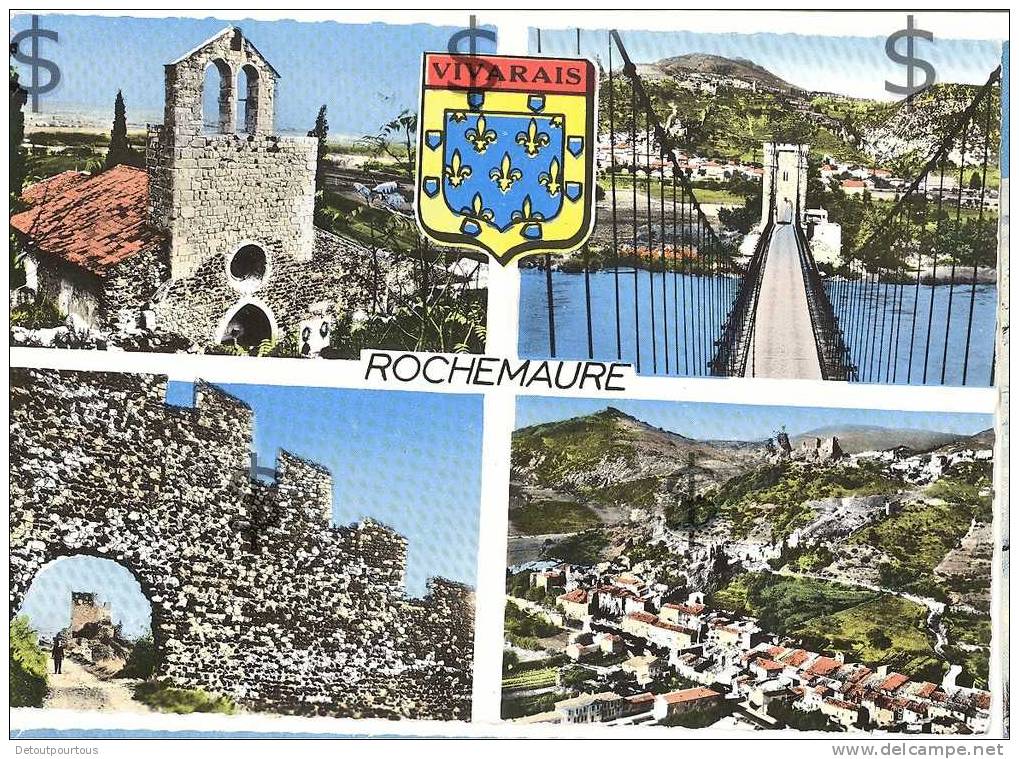 ROCHEMAURE Ardèche 07 : Multivues 1966 Village Pont église Blason - Rochemaure