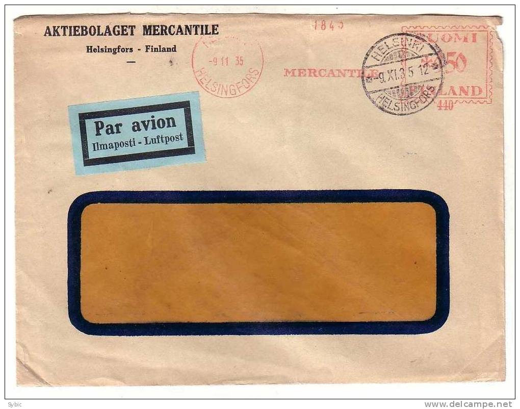 FINLANDE - Lettre  09/11/1935 - Helsinki - Storia Postale