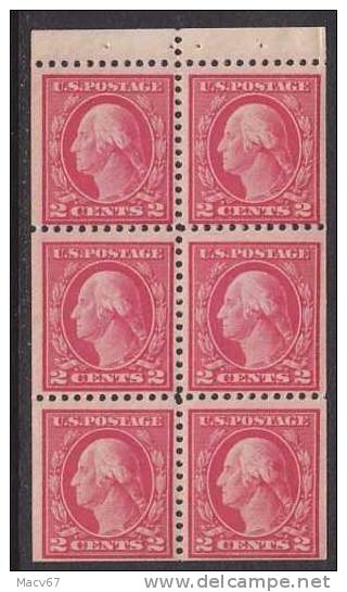 U.S. 499e  Booklet Pane  Perf 11  Type IV  **   Flat Press   No Wmk.  1917-18 Issue - 1. ...-1940