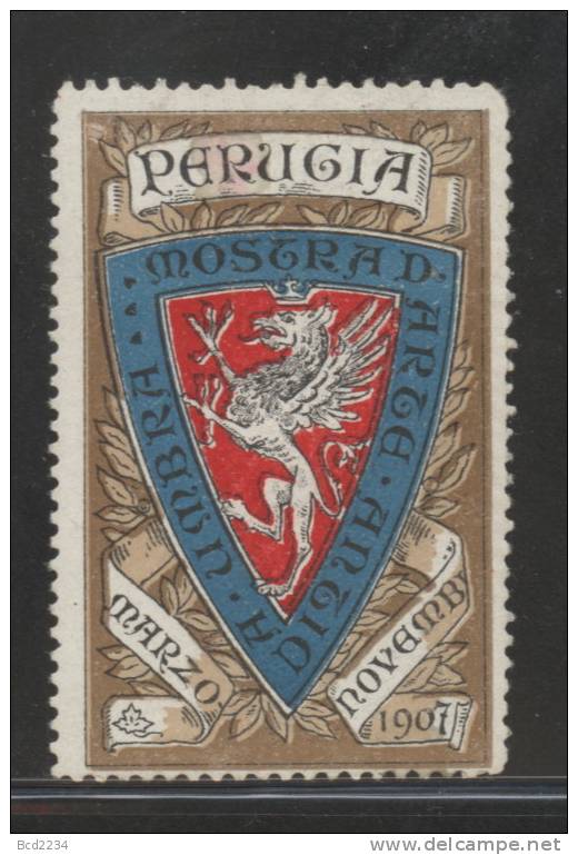 ITALY 1907 PERUGIA EXHIBITION OF THE ANCIENT ART OF UMBRIA POSTER STAMP HINGED MINT - Fiscaux