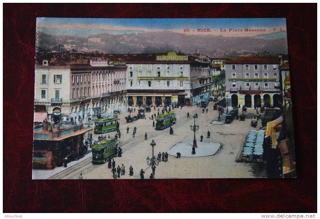 1929 NICE PLACE MASSENA TRAMWAYS DE COULEUR VERTE   ALPES MARITIMES- 06  CARTE POSTALE DE FRANCE - Places, Squares