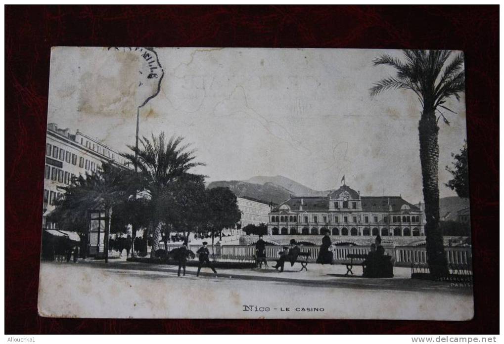 1908 NICE LE CASINO TIMBRE A DATE CONVOYEUR DE MARSEILLE A VINGTIMILLE    ALPES MARITIMES- 06 COUPURE TIMBRE MANQUANT - Places, Squares