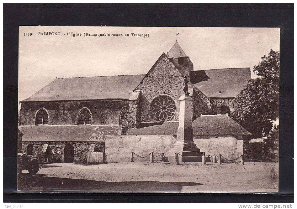 35 PAIMPONT Eglise, Rosace Du Transept, Monument Aux Morts, Ed LN 3439, 192? - Paimpont