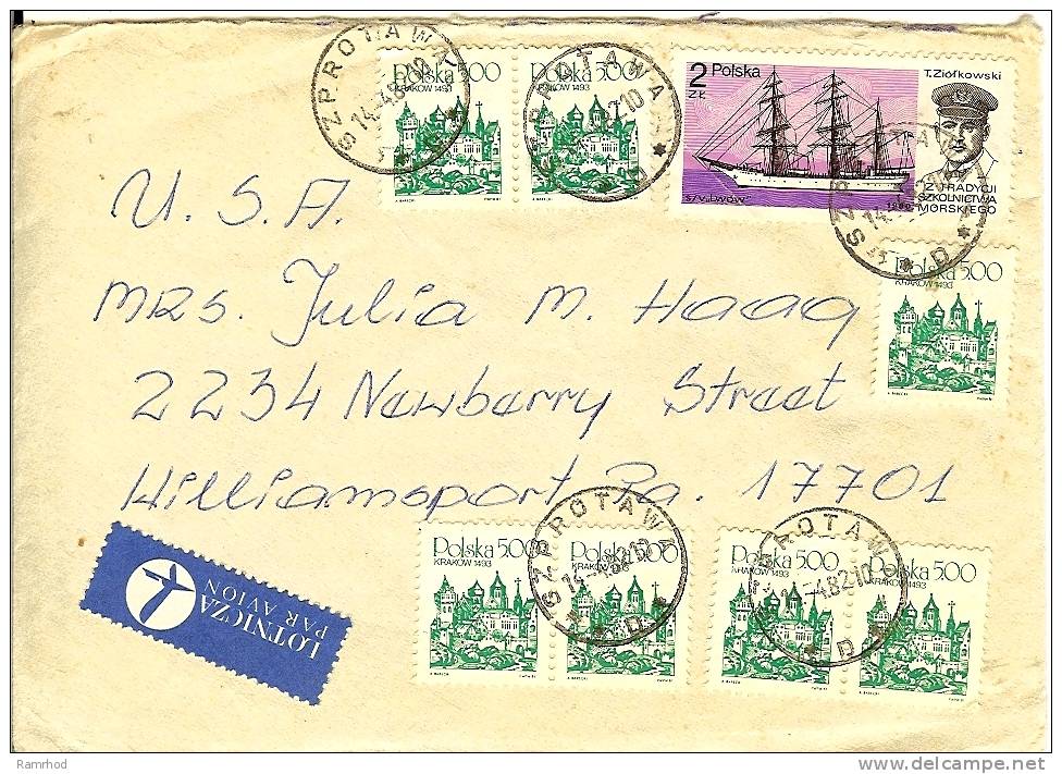 POLAND 1982 COVER WITH 8 STAMPS AND SZPROTAWA CANCELLATION - Lettres & Documents