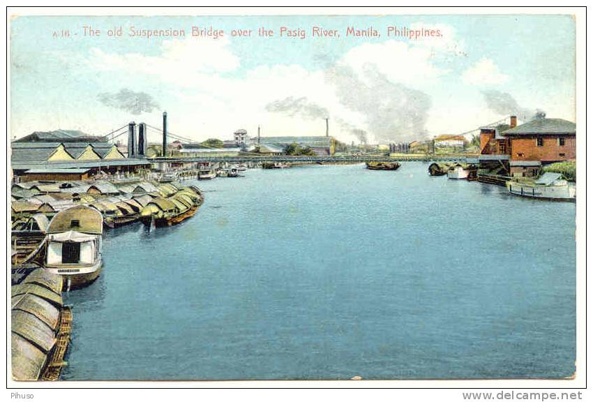 ASIA-202     MANILA : The Old Suspension Bridge Over The Pasig River - Philippines