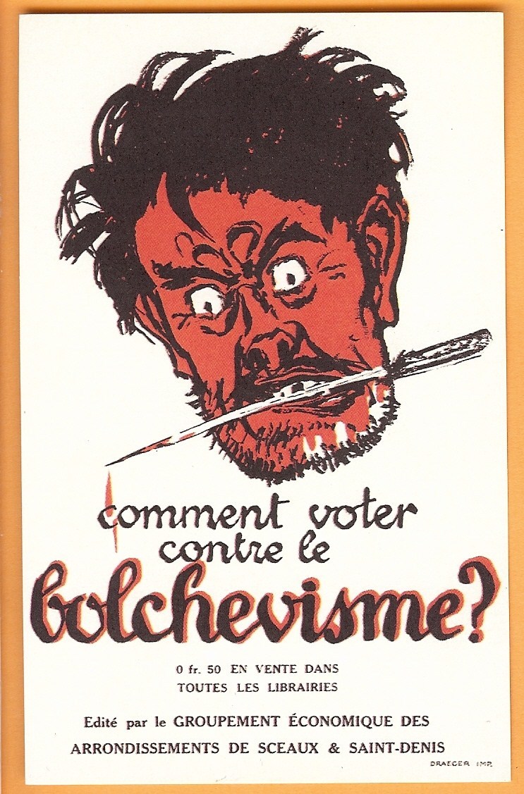 RA40  Pub Pour Livre : Comment Voter Contre Bolchevisme, Grp.Sceaux Saint-Denis,communisme,dessin,couteau,URSS. Praeger - Satirical