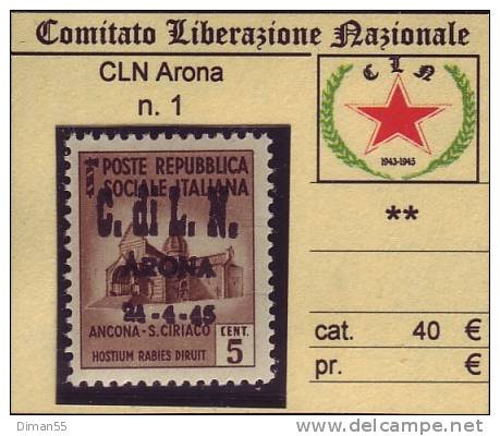 ITALY - CLN ARONA - N.1 - Cv 40 Euro - GOMMA INTEGRA - MNH**- LUXUS POSTFRISCH - Neufs