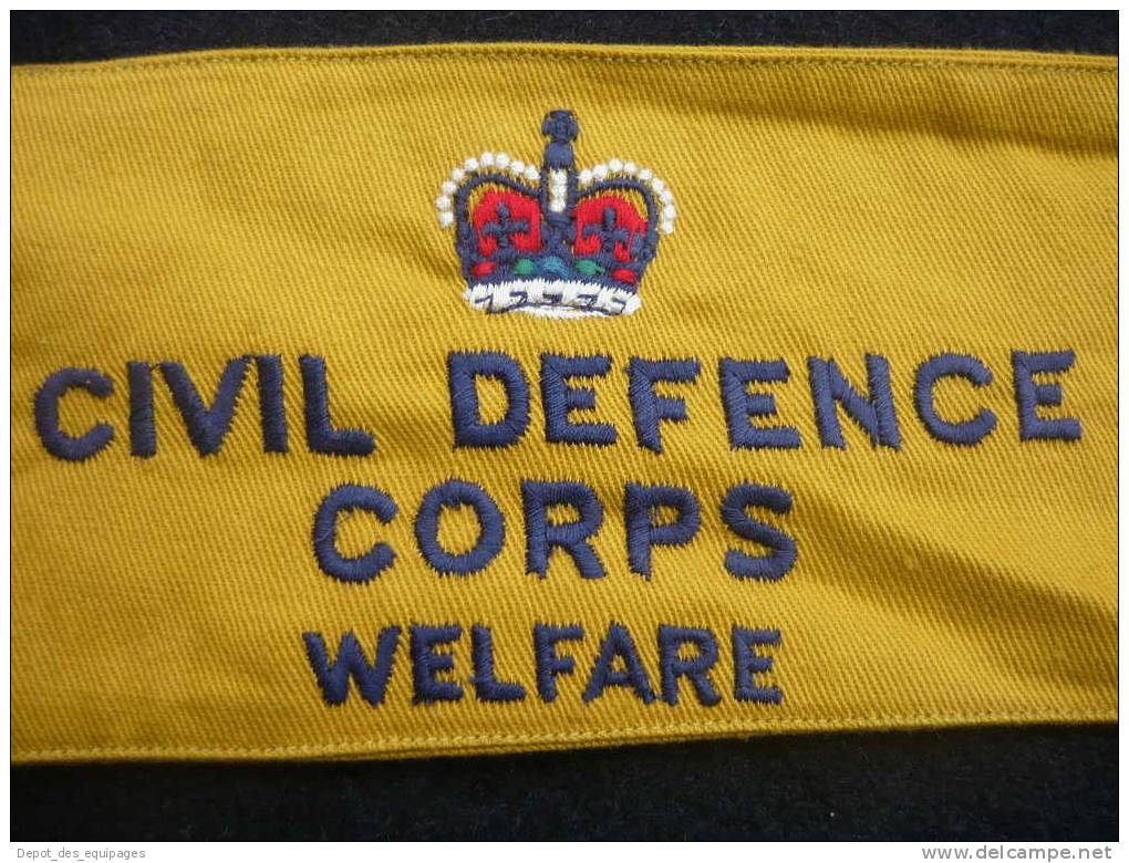 RARE BRASSARD DEFENSE PASSIVE ANGLETERRE - CIVIL CORPS DEFENCE WELFARE