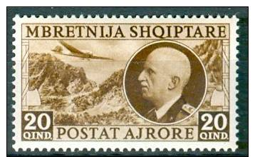 ALBANIA 1939 OCCUPAZIONE ITALIANA POSTA AEREA GOMMA INTEGRA MNH ** - Albanië