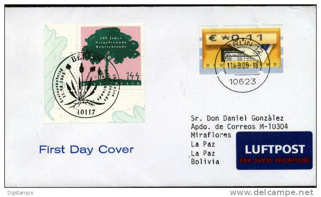 Germany 2005 FDC Centennial Of Nature Befriends (Yv. 2308) + Mi. Automatenmarken Nº 5 (11c). Cover Sent To Bolivia. See. - Vignette [ATM]