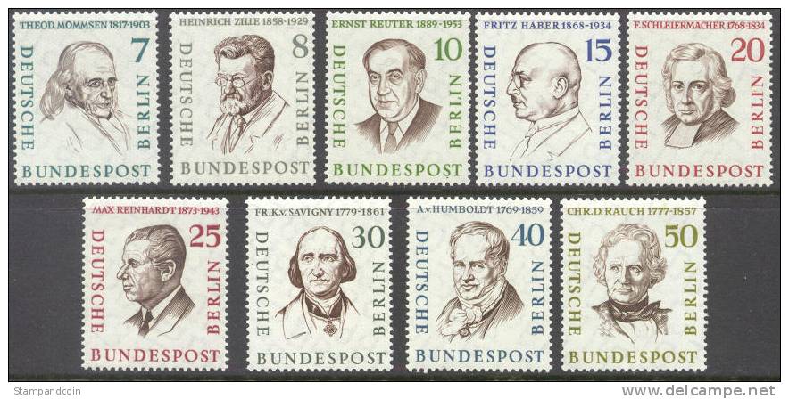Germany Berlin 9N148-156 Mint Never Hinged Portrait Set From 1957-59 - Nuovi