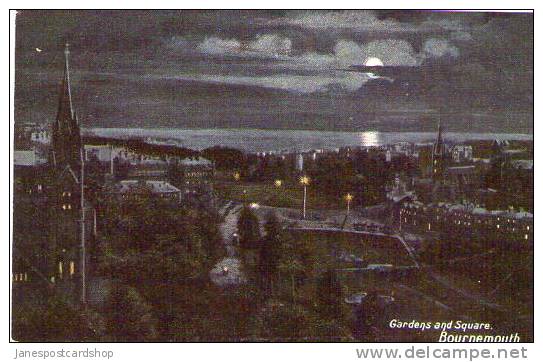 BY MOONLIGHT - Gdns & Square C1905 - BOURNEMOUTH - Dorset (was Hampshire) ENGLAND - Bournemouth (from 1972)