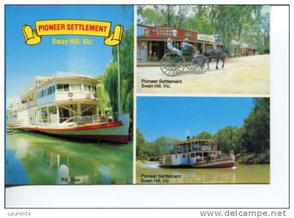 (291) - Australia, Murray River Paddle Boat Gem & Pyap - "Péniche" Bateaux A Aube Sur La Murray River - Chiatte, Barconi