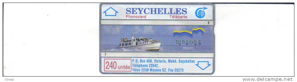 Seychelles-sey-11b-mason´s  Travel(240units)-(207a)-tirage-4000-used  Card+1 Card Prepiad Free - Sychelles