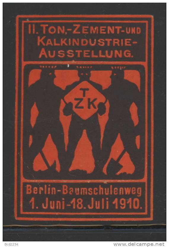 GERMANY 1910 BERLIN CEMENT & LIME INDUSTRY EXHIBITION POSTER STAMPS - Cinderellas