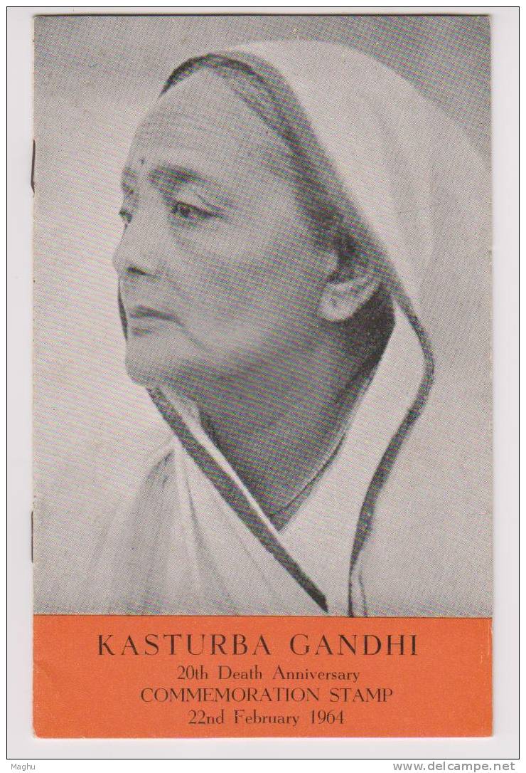 India-official Broucher-1964--Kasturba Gandhi W/o Mahatma Gandhi-stamps+cancellaion Of Madras- - Lettres & Documents
