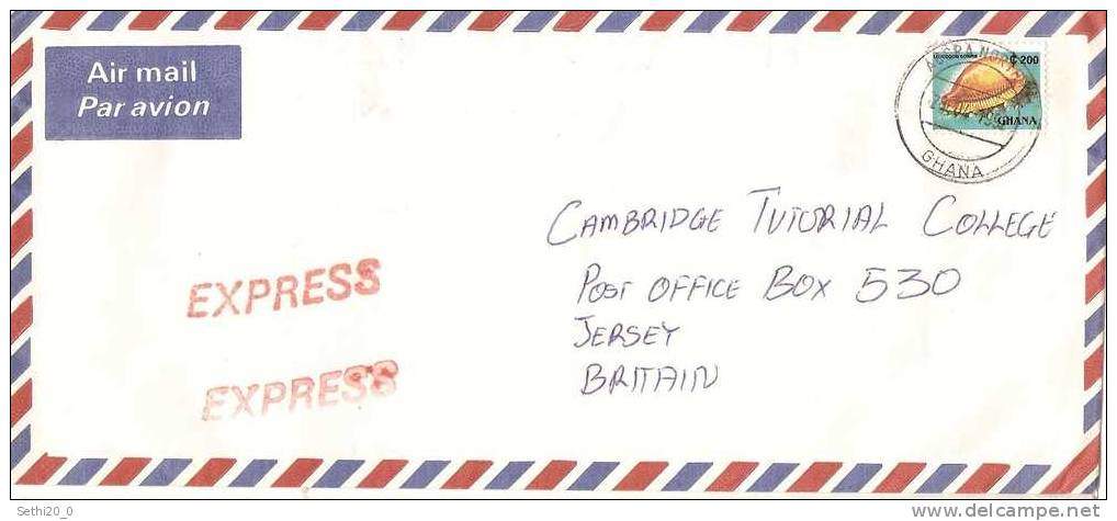 Ghana Shells/ Coquillages On Airmail Express Letter - Conchas