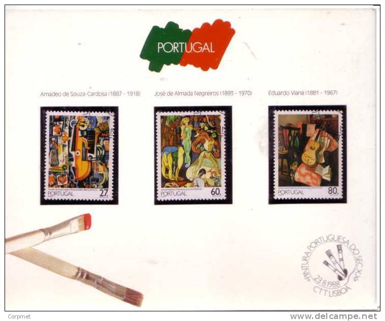 PORTUGAL - 1988 PINTURA PORTUGUESA DO SEC XX (1er. Grupo) Official First Day Booklet - Yv. # 1737/39 + SS 60 - Booklets