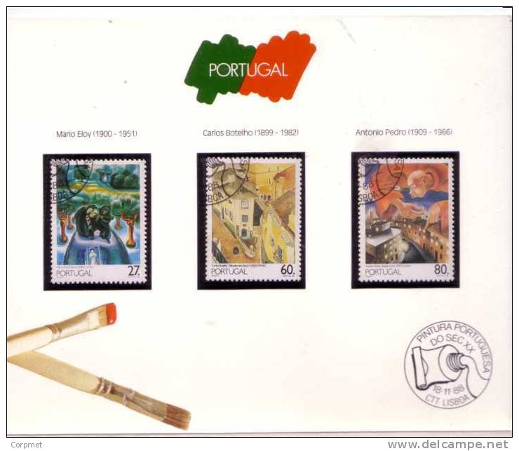 PORTUGAL - 1988 PINTURA PORTUGUESA DO SEC XX (2o. Grupo) Official First Day Booklet - Yv. # 1747/49 + SS 62 - Postzegelboekjes