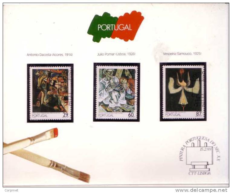 PORTUGAL - 1989 PINTURA PORTUGUESA DO SEC XX (3o. Grupo) Official First Day Booklet - Yv. # 1755/57 + SS 64 - Booklets