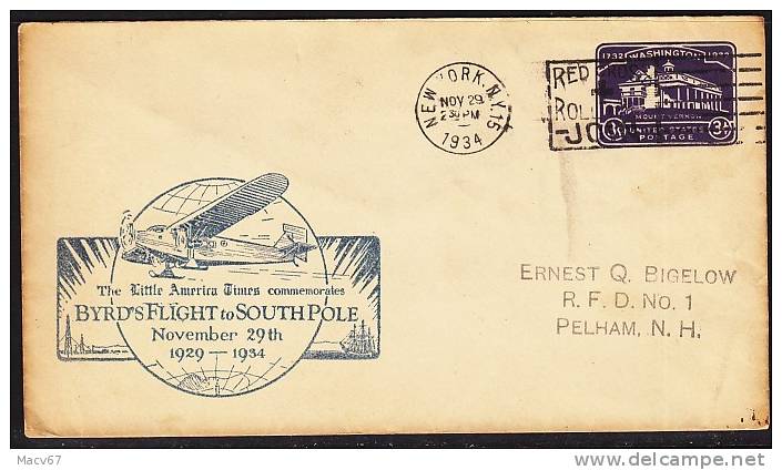 U.S. COVER COMM. BYRDS FLIGHT To SOUTH POLE ANTARCTIC - Covers & Documents