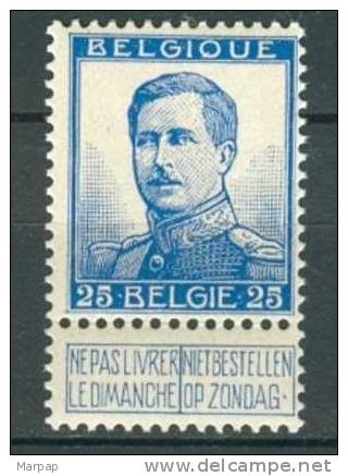 Belgium, Yvert No 125, MNH - 1912 Pellens