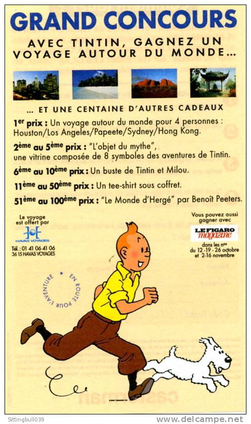 TINTIN. Pub Casterman 1996. Grand Concours Avec Tintin, Gagnez Un Voyage Autour Du Monde... - Objets Publicitaires