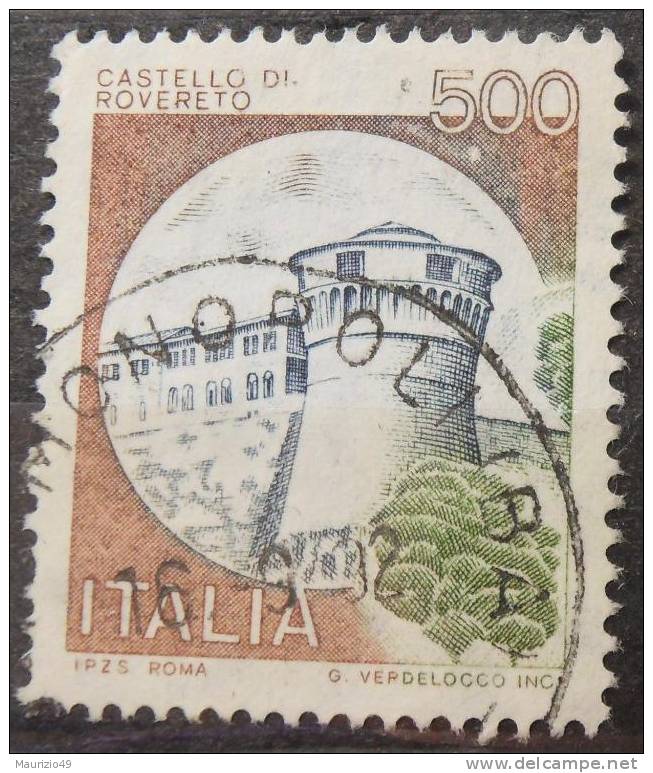 1980 Nr 1522 Castelli 500 L. MACCHIE SCURE E FALLA DI STAMPA - Errors And Curiosities