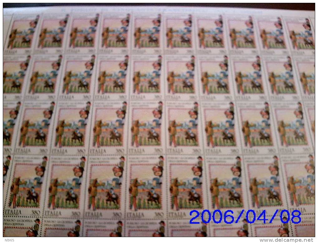 REPUBBLICA ITALIANA - ITALY - ANNO 1987- FOLKLORE  FOLIGNO  GIOSTRA DELLA QUINTANA - FOGLIO INTERO ** MNH - Hojas Completas