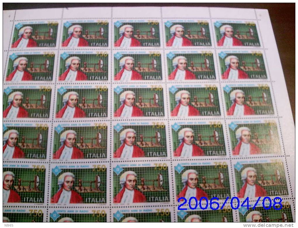 REPUBBLICA ITALIANA - ITALY - ANNO 1991 - RADIO  LUIGI GALVANI -  FOGLIO INTERO ** MNH - Feuilles Complètes