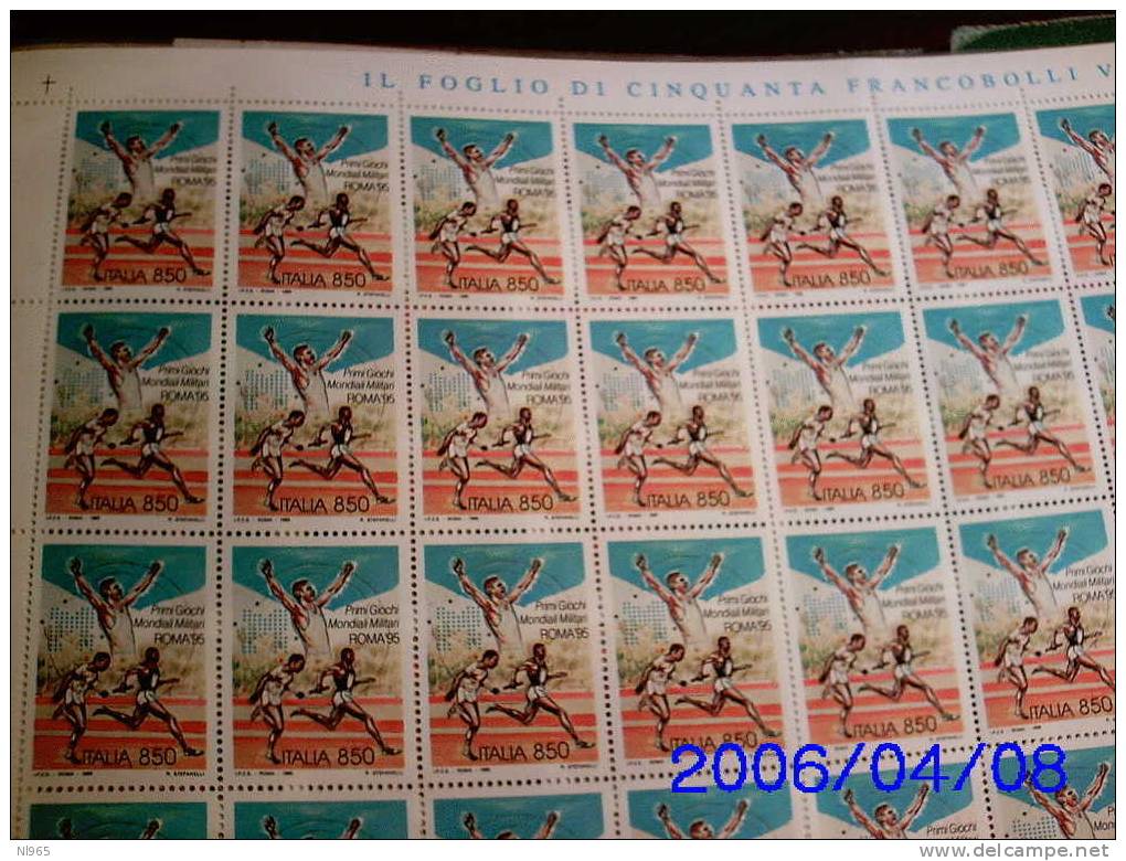 REPUBBLICA ITALIANA - ITALY - ANNO 1995 - GIOCHI MONDIALI MILITARI  - FOGLIO INTERO ** MNH - Full Sheets