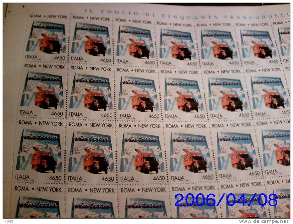 REPUBBLICA ITALIANA - ITALY - ANNO 1996 - TRAVERSATA ITALIA USA - FOGLIO INTERO ** MNH - Feuilles Complètes