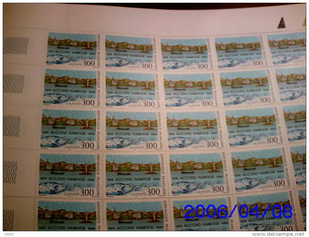 REPUBBLICA FRANCESE - FRANCE - ANNO 1996 - RAMOGE  EMISSIONE CONGIUNTA - FOGLIO INTERO ** MNH - Full Sheets