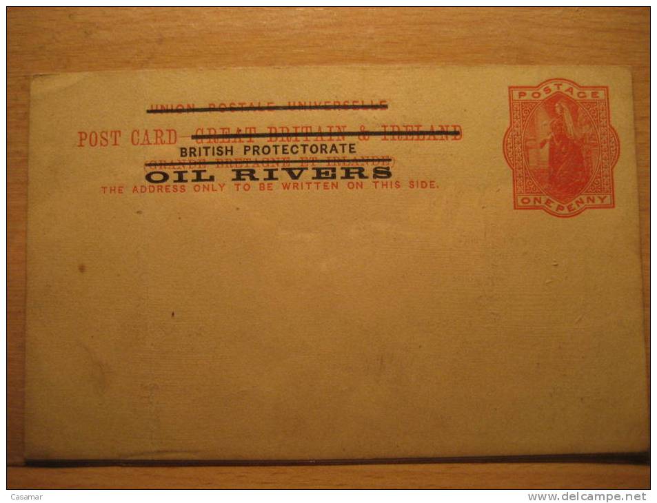 OIL RIVERS NIGERIA One P Overprinted Sobrecarga Queen Tarjeta Entero Postal Stationery British PROTECTORATE Area Africa - Nigeria (...-1960)